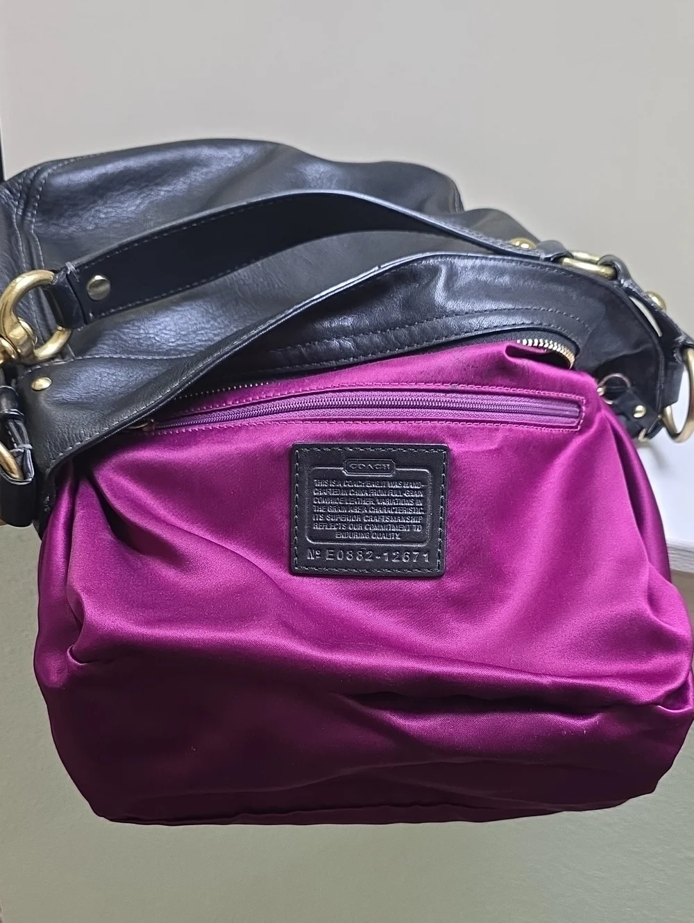 Coach 12671 Vintage 2008 Black Leather Zoe Hobo Bag w/ NEW Crossbody Strap